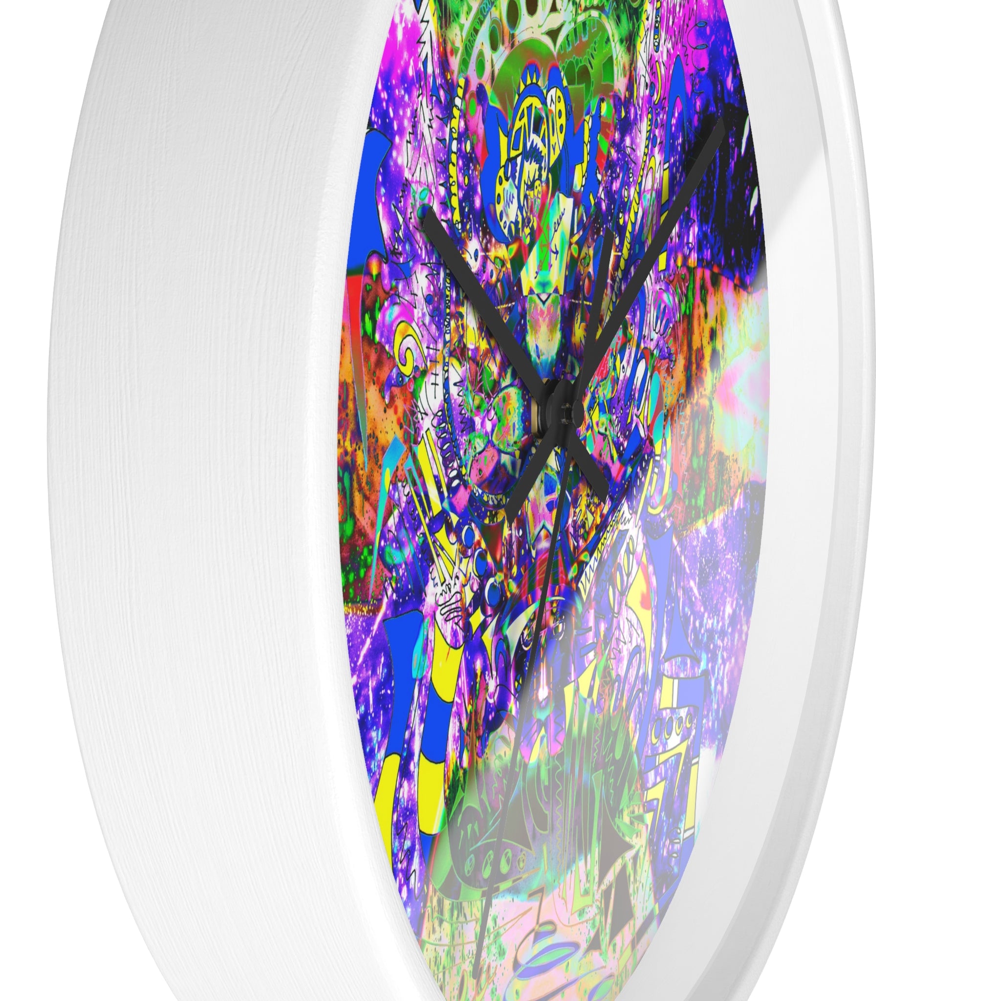 Alien Darkness 9 Wall Clock — Vibrant Neon Art Timepiece