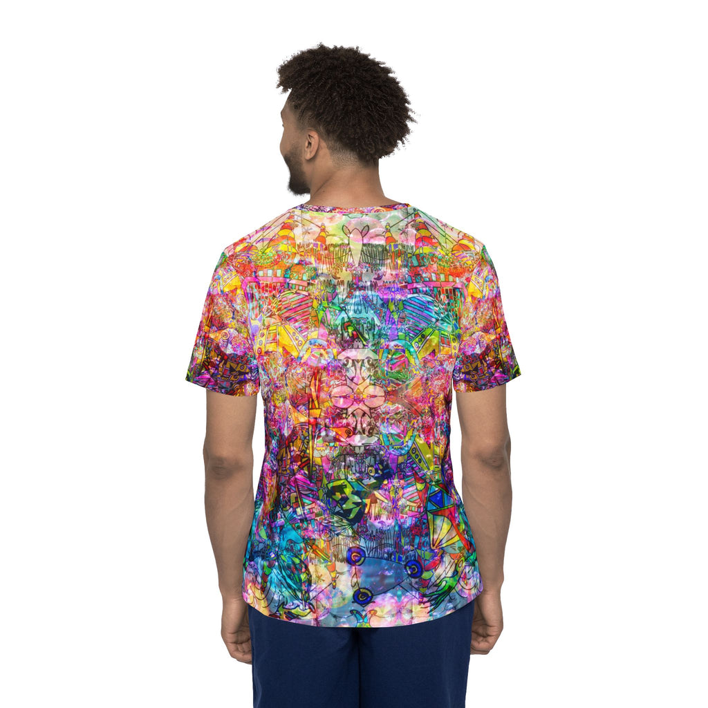 Dance Like There's No Tomorrow - Psychedelic All-Over-Print Sports Jersey — Vibrant Abstract Pattern for Festivals & Active Wear