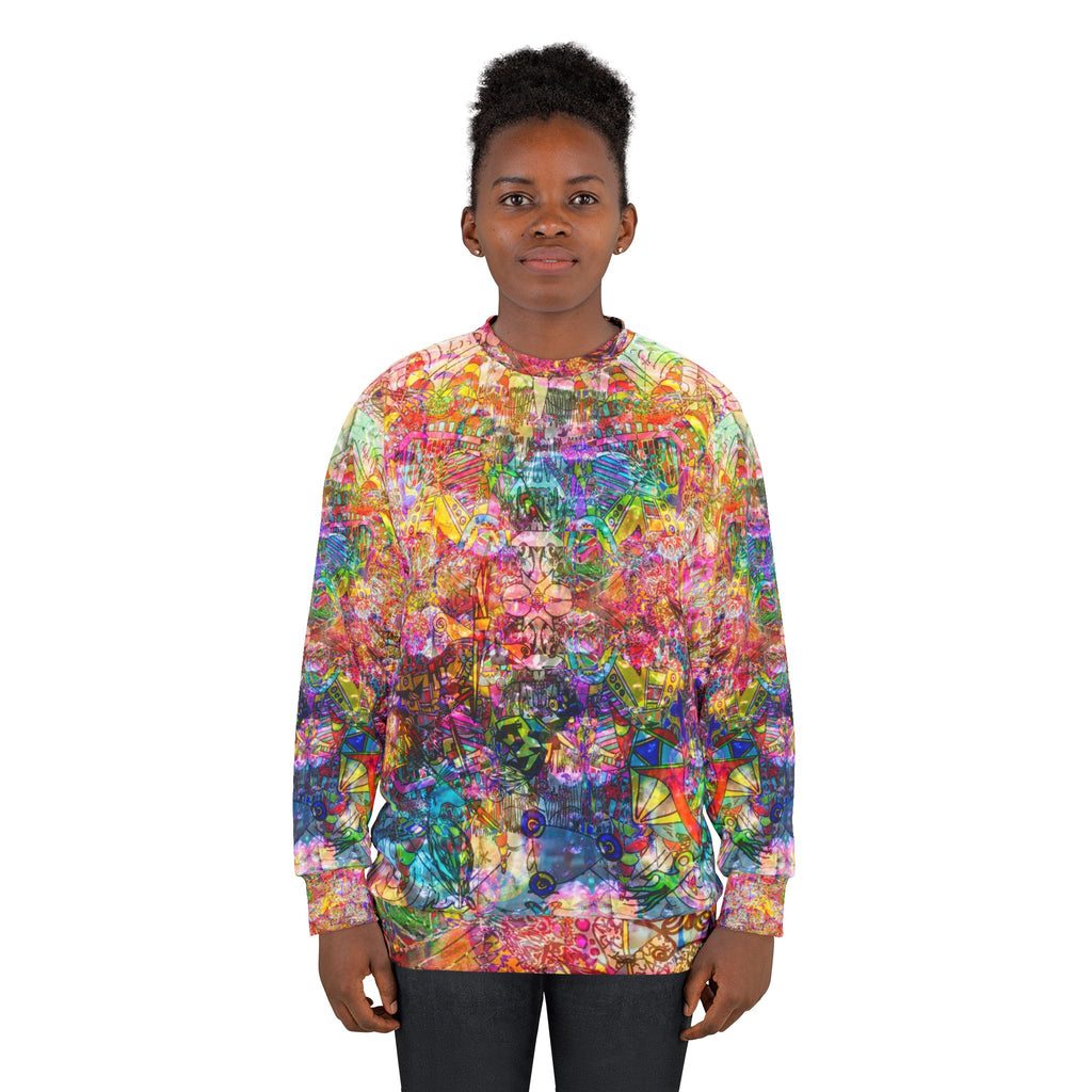 Dance Like There's No Tomorrow - Psychedelic All-Over Print Sweatshirt — Colorful Abstract Crewneck