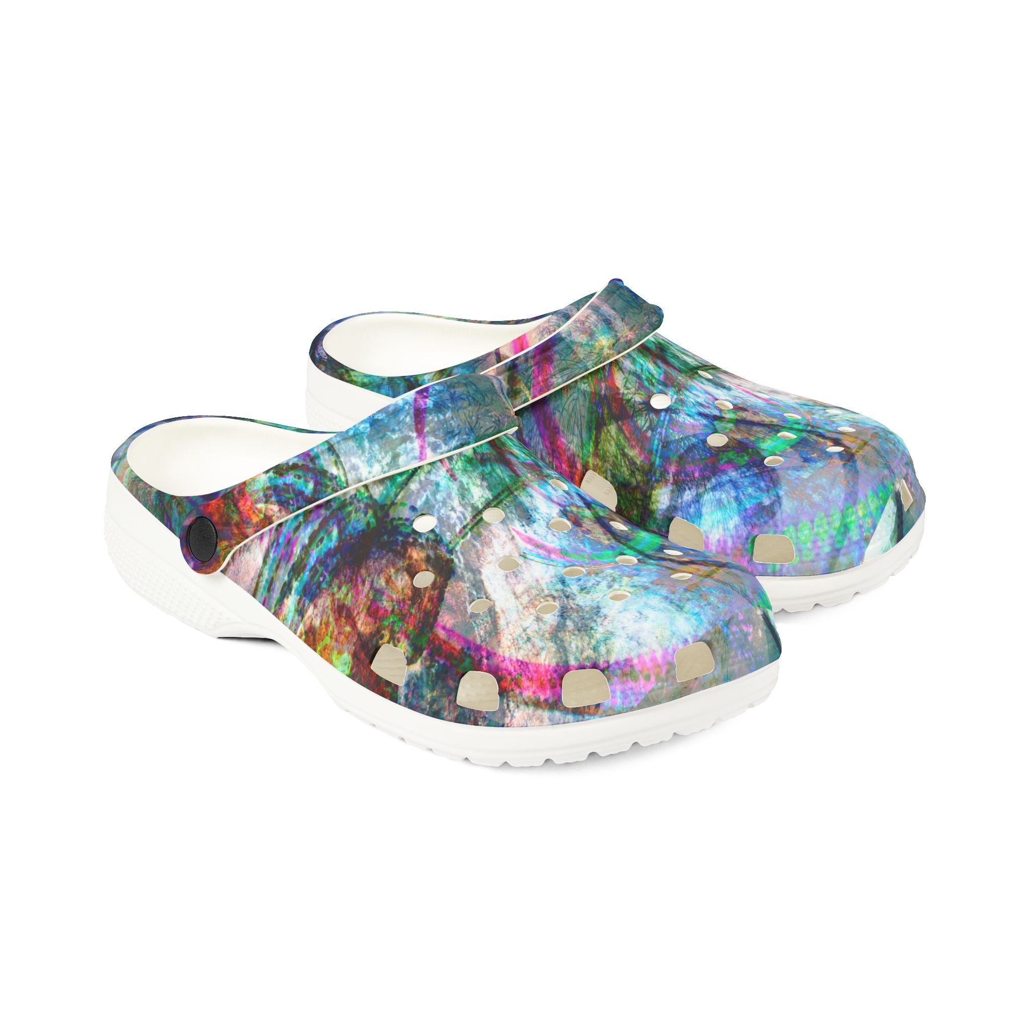 Mega Millionz Abstract Watercolor Garden Clogs — Colorful EVA Foam Slip-On Shoes