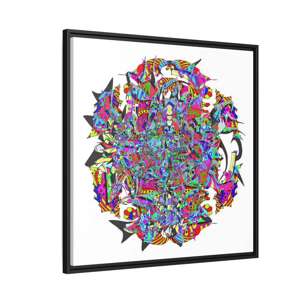 Neon Waffle Monster 12 Framed Canvas Art — Psychedelic Geometric Wall Print