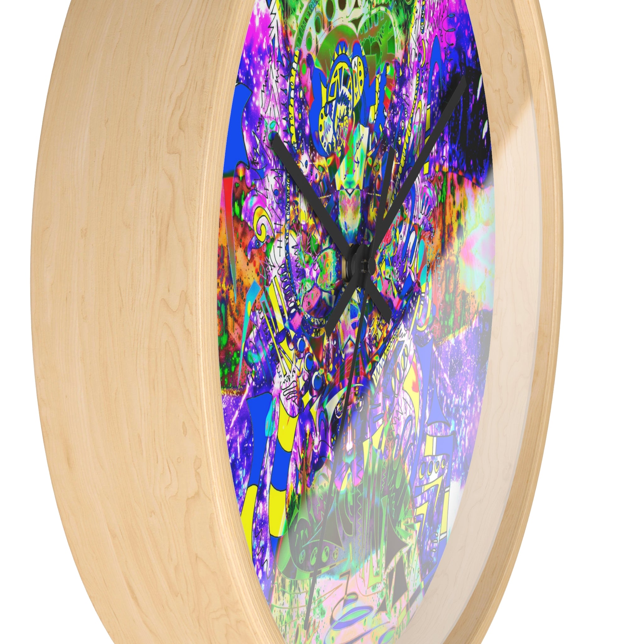 Alien Darkness 9 Wall Clock — Vibrant Neon Art Timepiece