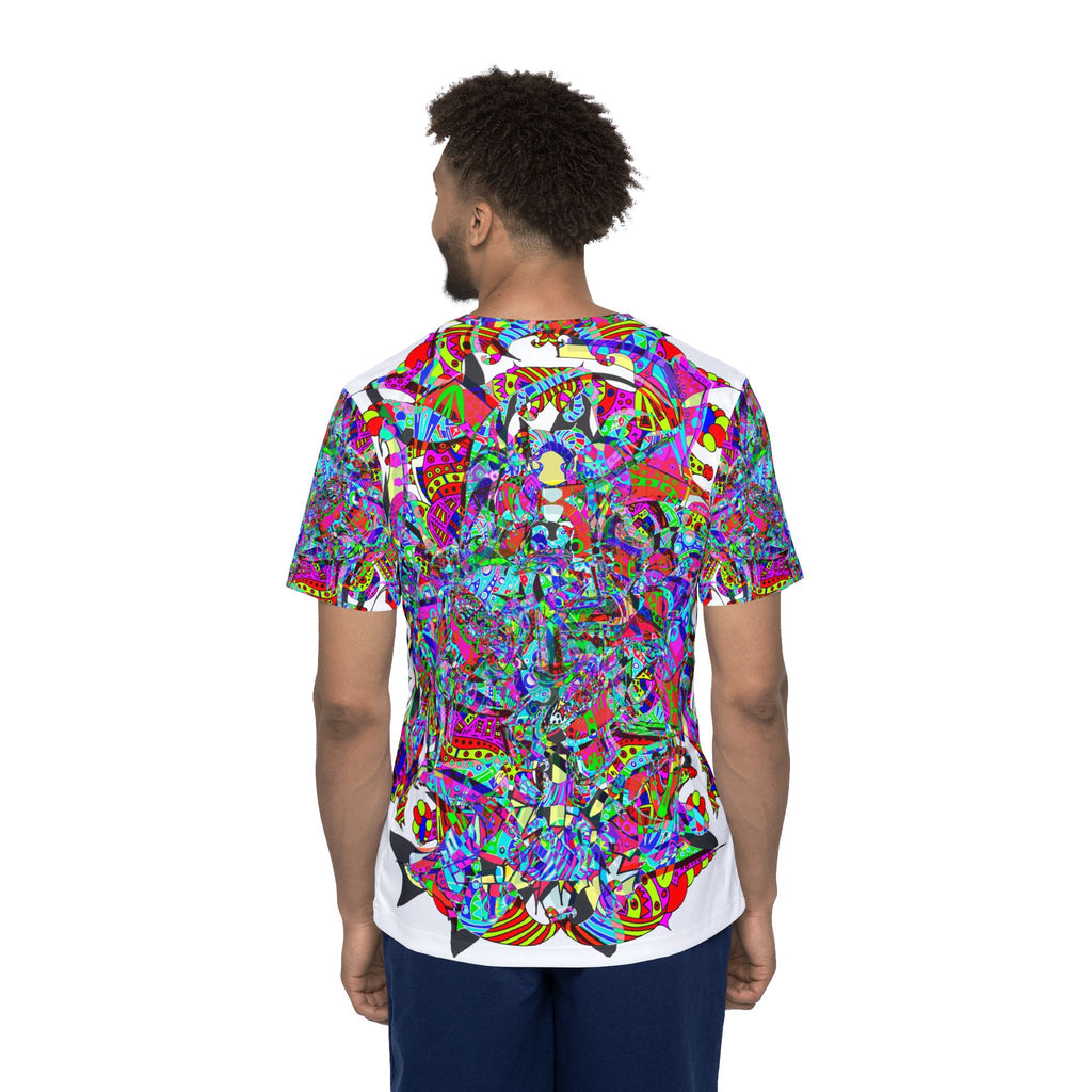 Neon Waffle Monster 12 - Psychedelic Floral Men's Sports Jersey — All-Over Print Vibrant Athletic Wear