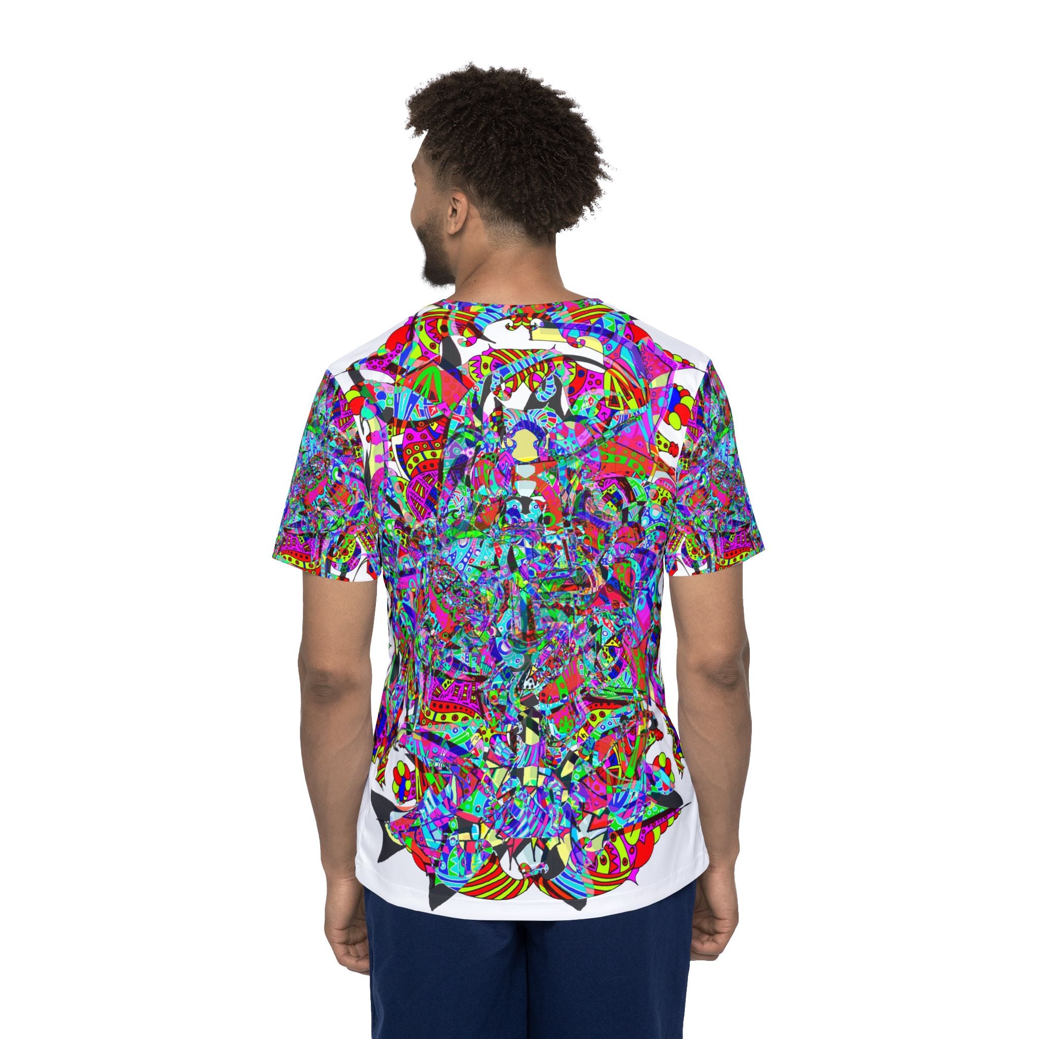 Neon Waffle Monster 12 - Psychedelic Floral Men's Sports Jersey — All-Over Print Vibrant Athletic Wear