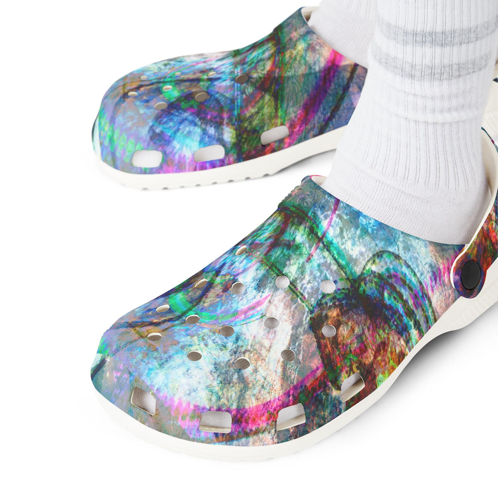 Mega Millionz Abstract Watercolor Garden Clogs — Colorful EVA Foam Slip-On Shoes