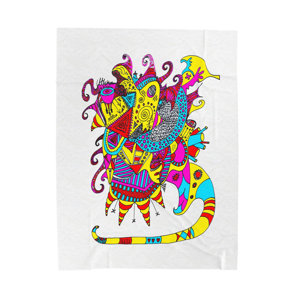 Neon Masquerade Plush Blanket — Bright Boho Throw