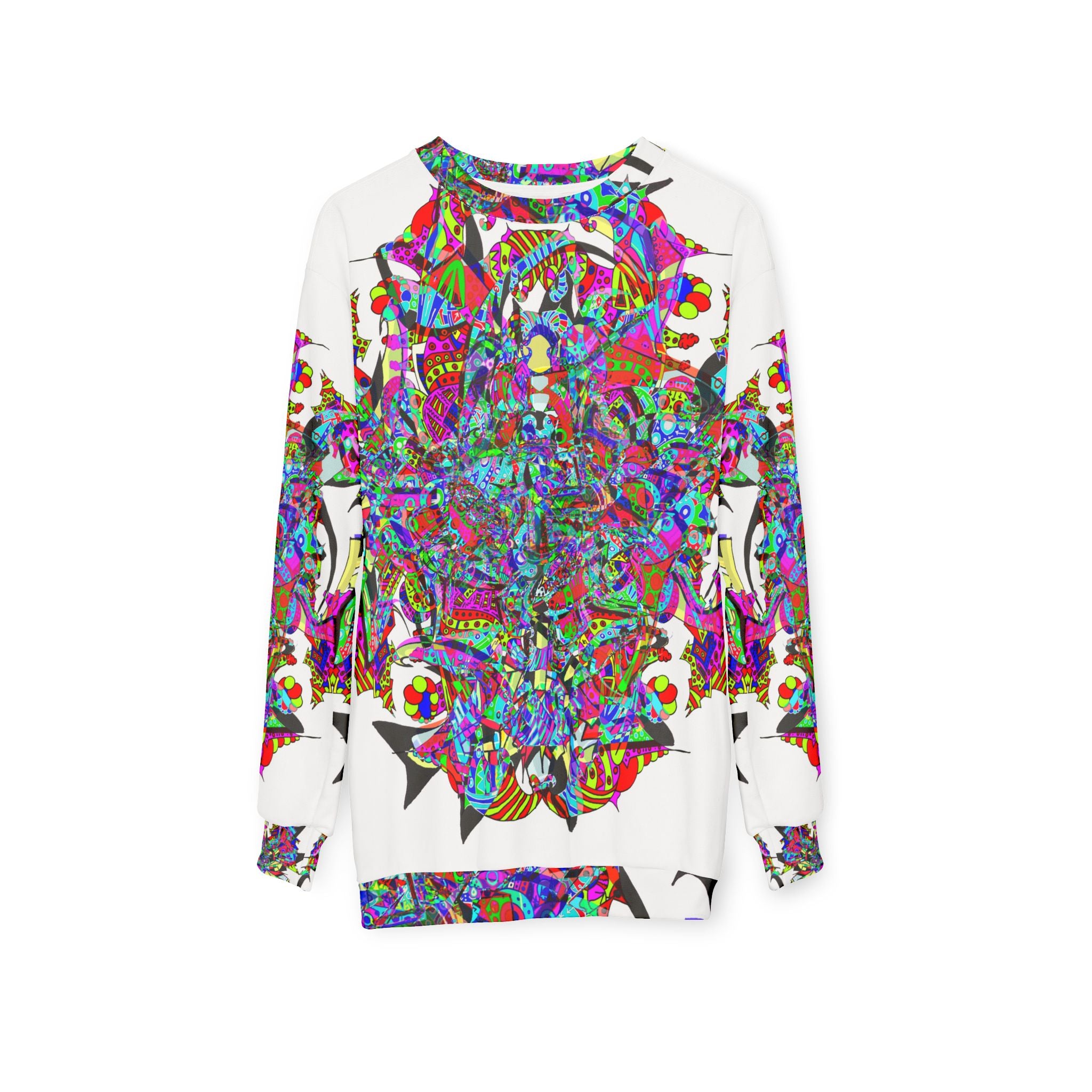 Neon Waffle Monster 12 Psychedelic Kaleidoscope Sweatshirt — Colorful Abstract All-Over Print