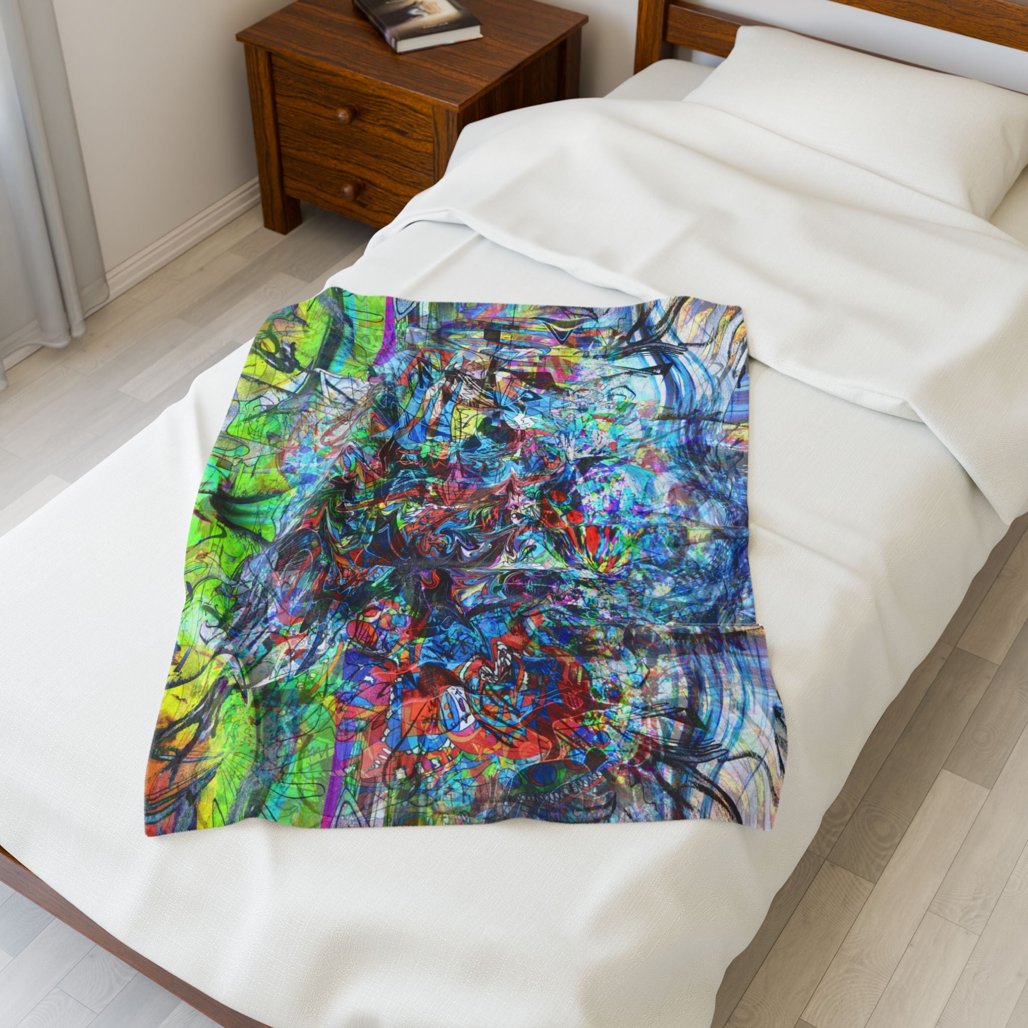 Now You're Stuck 44 Plush Blanket – Vibrant Psychedelic Throw for Home, Dorm & Gifts