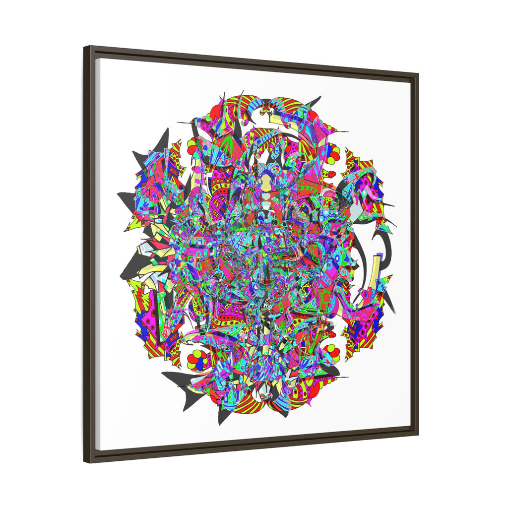 Neon Waffle Monster 12 Framed Canvas Art — Psychedelic Geometric Wall Print