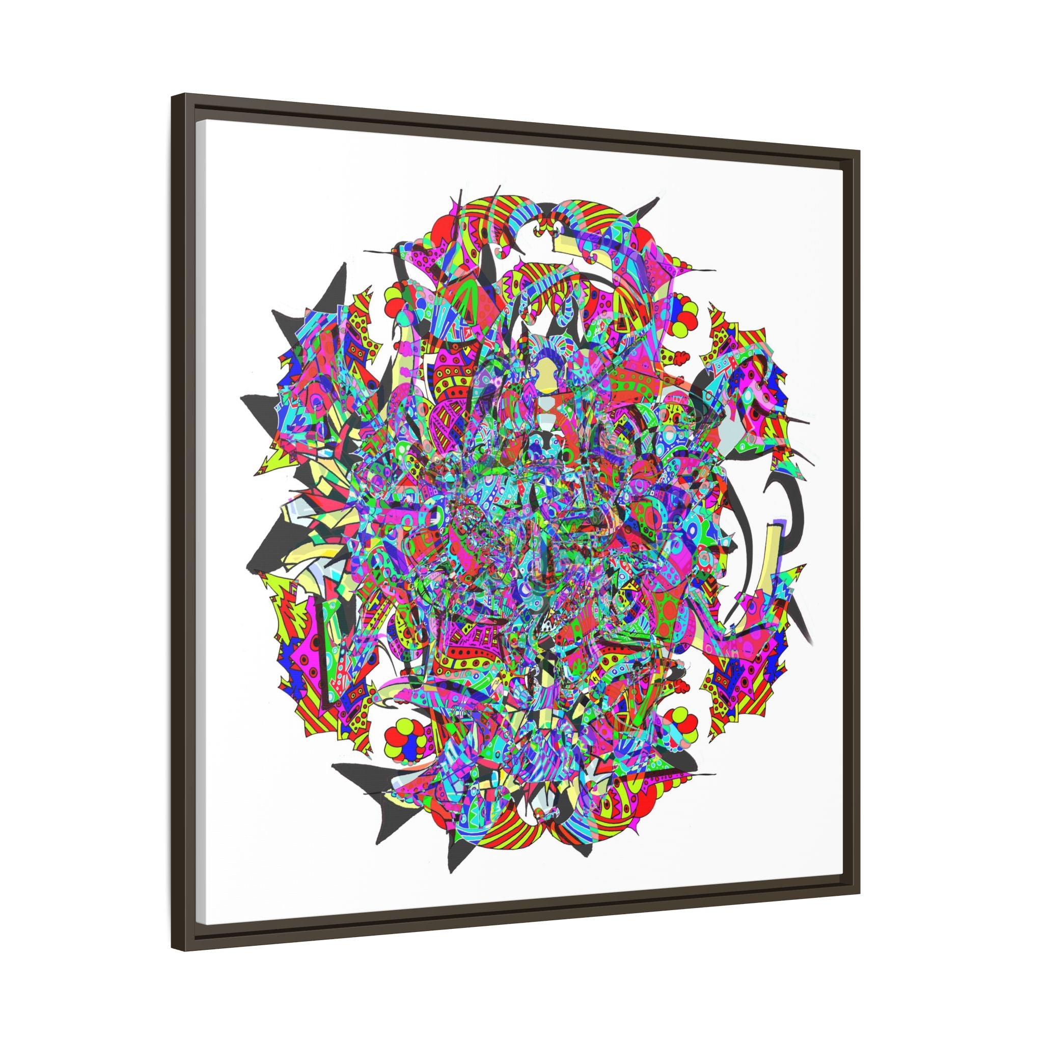 Neon Waffle Monster 12 Framed Canvas Art — Psychedelic Geometric Wall Print