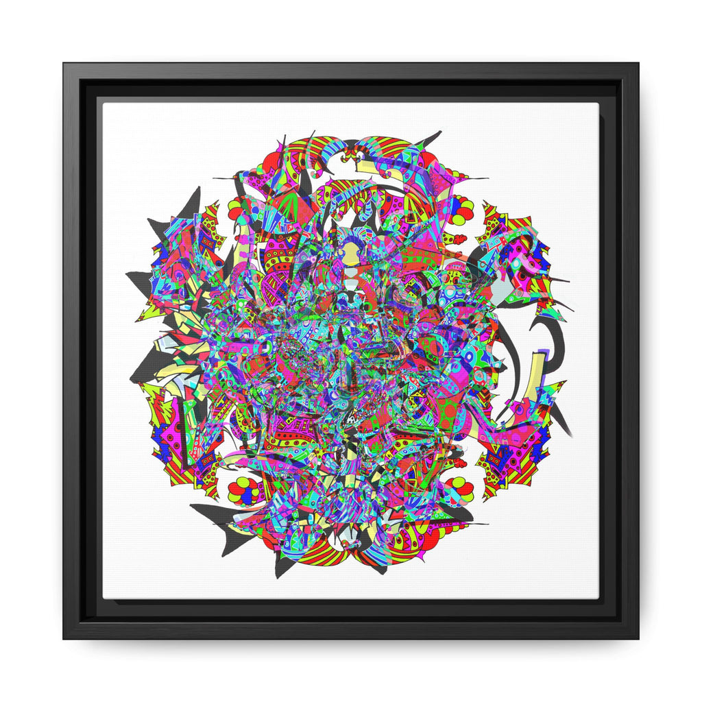 Neon Waffle Monster 12 Framed Canvas Art — Psychedelic Geometric Wall Print