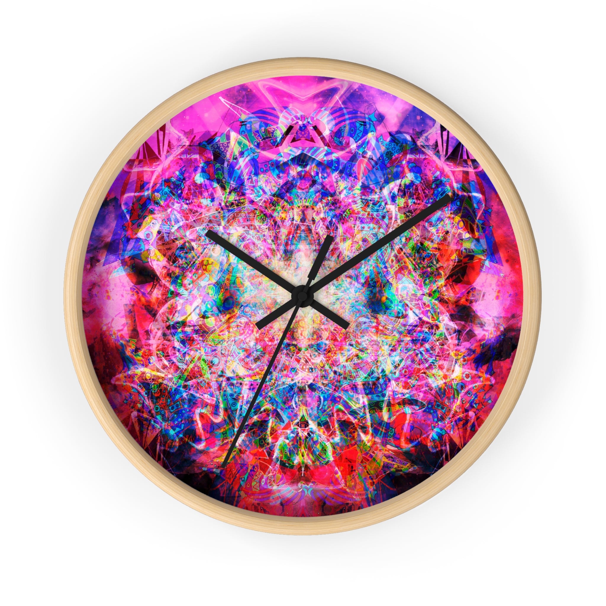 Arashaya - Psychedelic Kaleidoscope Wall Clock — Vibrant Abstract Art Timepiece
