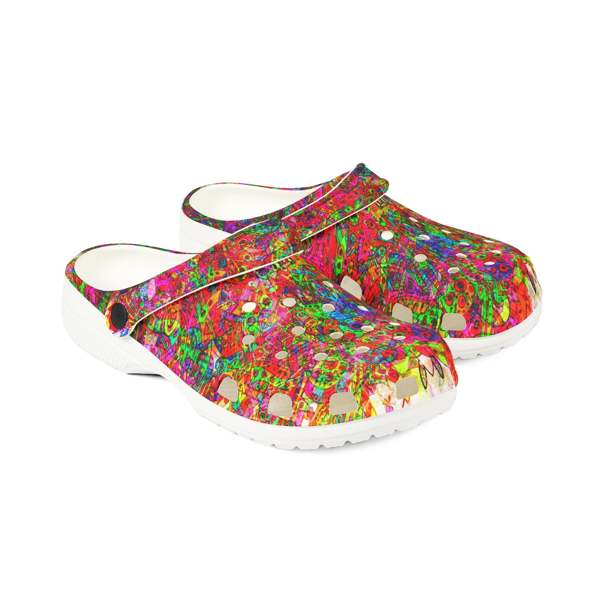 Neon Swirl Party Extravaganza - Colorful EVA Foam Clogs — Lightweight Rubber Slip-On Shoes