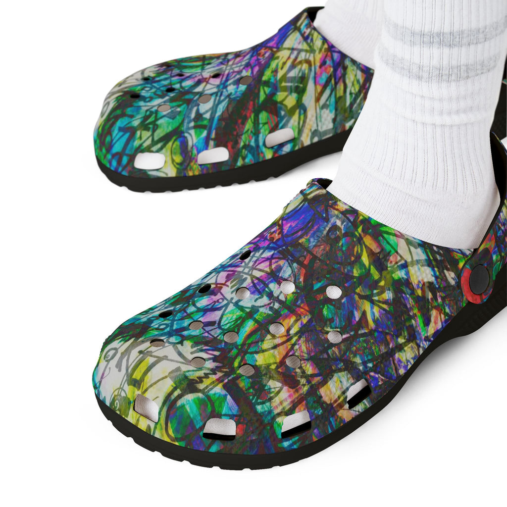 The Real Time Is Now 2015 - Abstract Colorful Garden EVA Foam Clogs — Lightweight Printed Slip-On Shoes