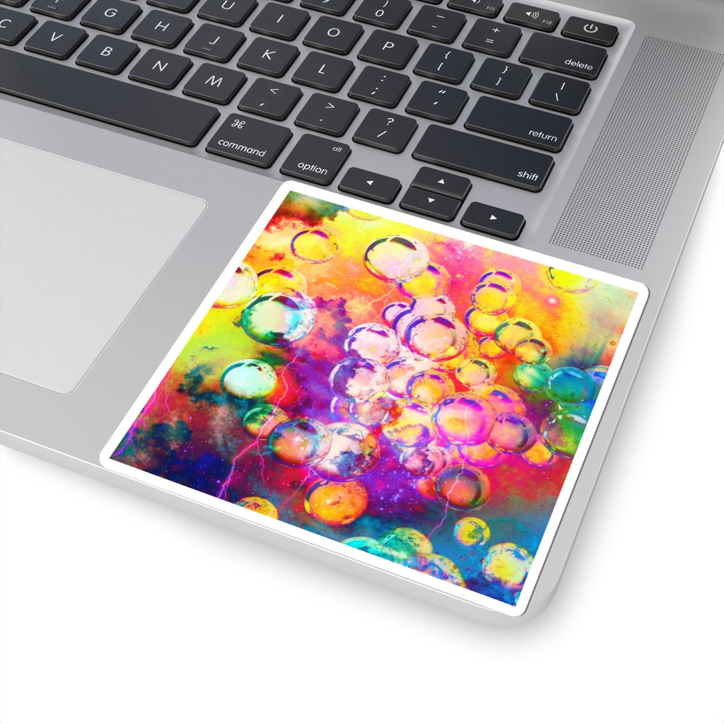 Lightning Bubbles 2 Sticker — Vibrant Rainbow Bubble Pattern for Laptops & Journals