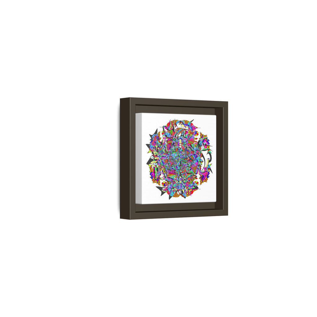 Neon Waffle Monster 12 Framed Canvas Art — Psychedelic Geometric Wall Print