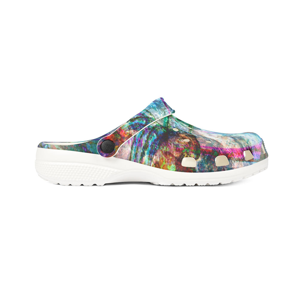 Mega Millionz Abstract Watercolor Garden Clogs — Colorful EVA Foam Slip-On Shoes