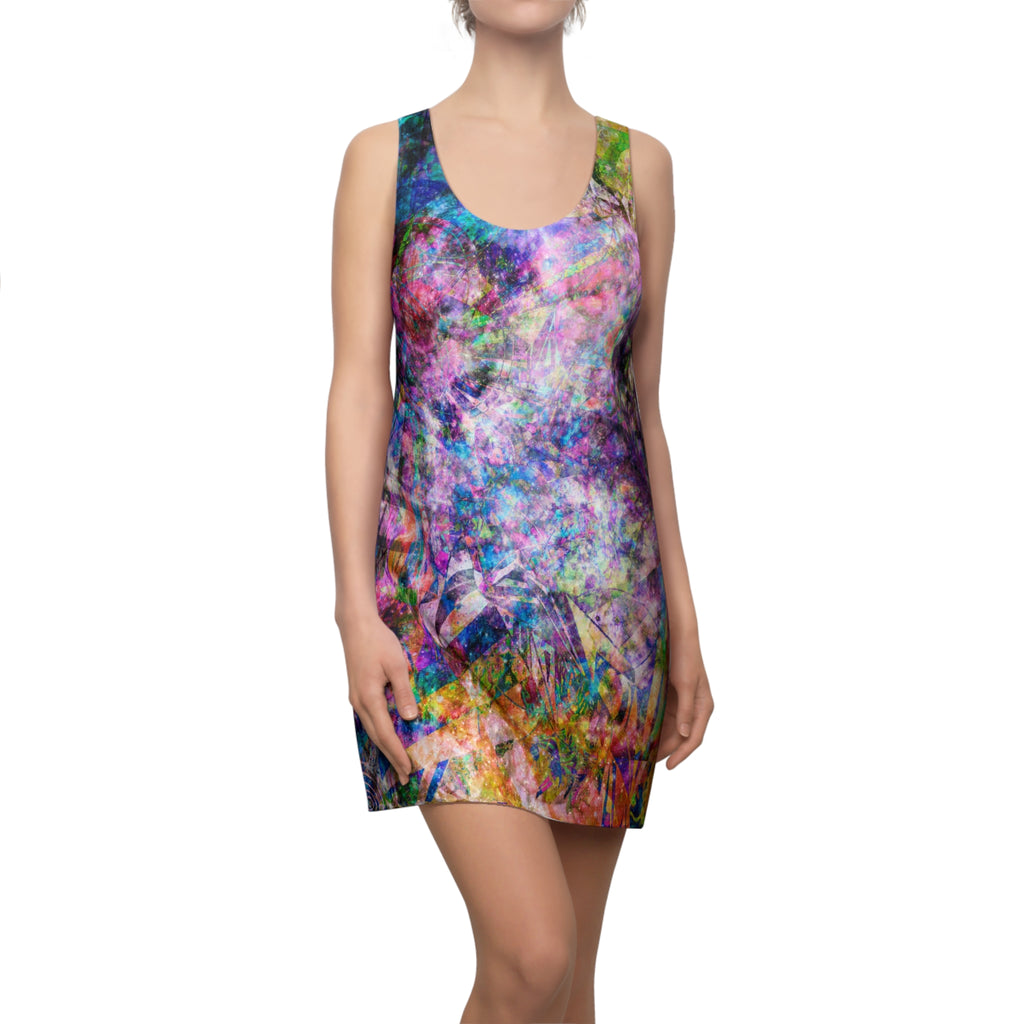 Space Shower 2 Women's Cut & Sew Racerback Dress