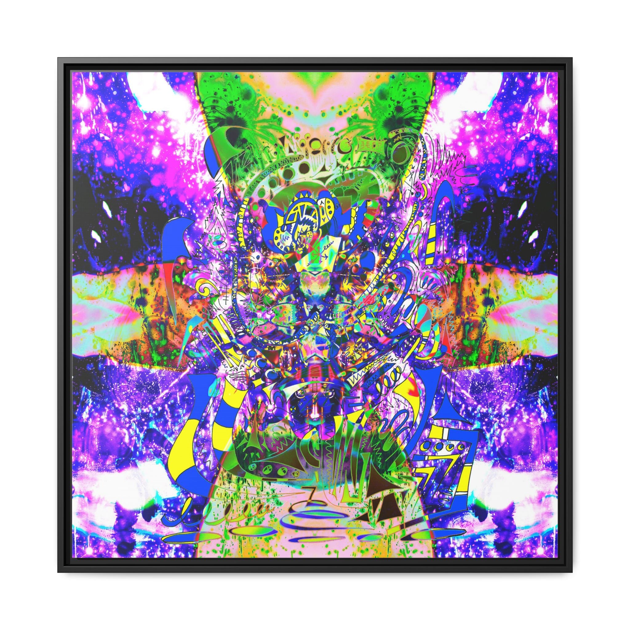 Alien Darkness 9 Framed Canvas Art — Vibrant Multi-Color Wall Decor