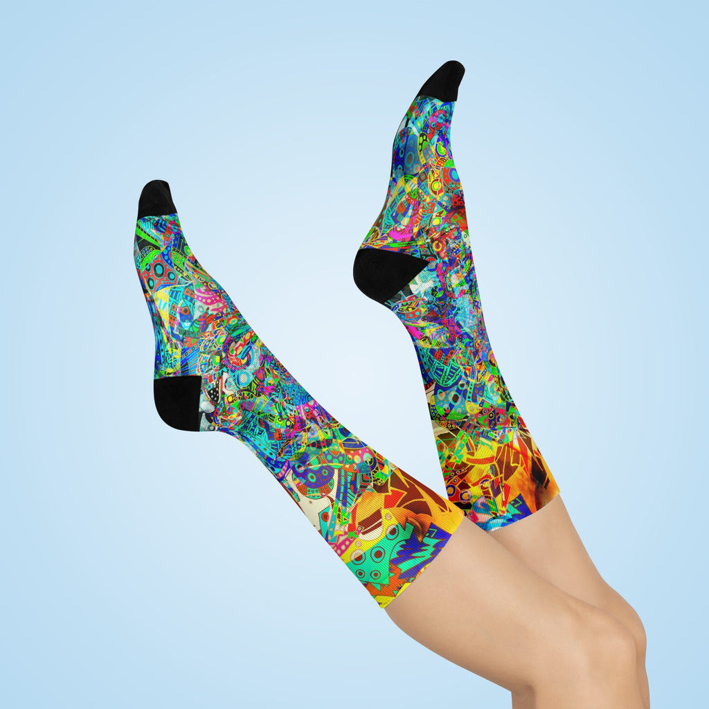 HYPERDIMENSIONAL SURFER - Psychedelic Abstract Art Cushioned Crew Socks