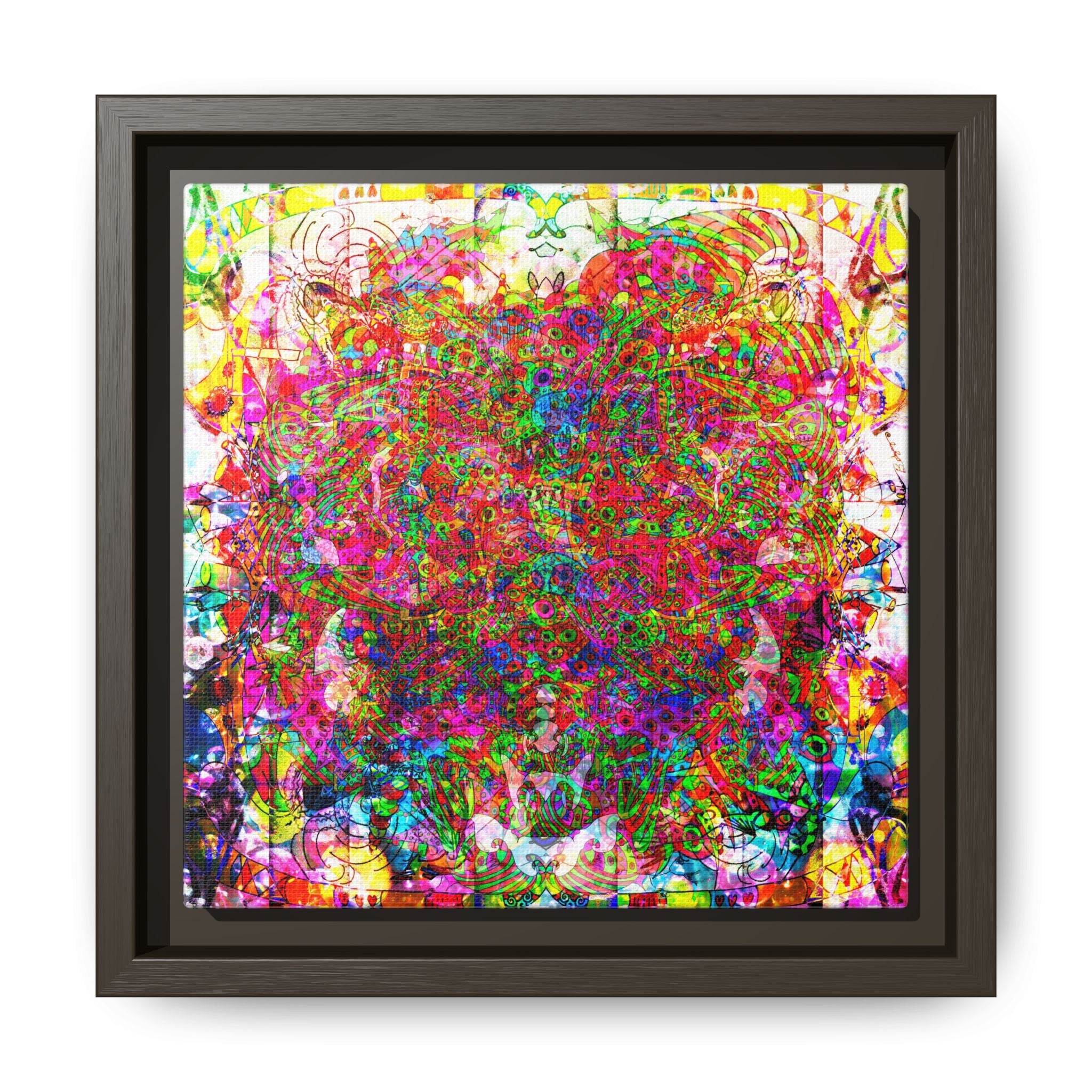 Neon Swirl Party Extravaganza Canvas Art — Vibrant Kaleidoscope Wall Print