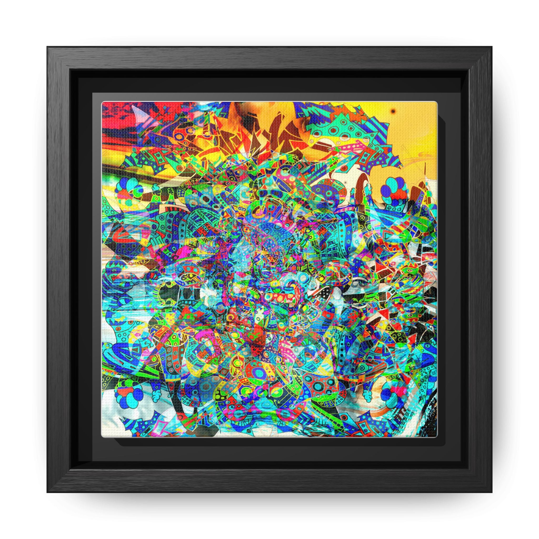 HYPERDIMENSIONAL SURFER - Framed Abstract Multi-Color Canvas Art — Vibrant Psychedelic Wall Decor