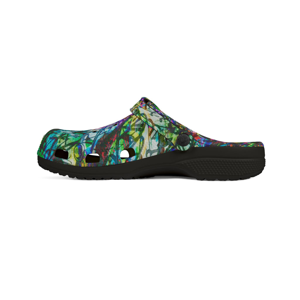 The Real Time Is Now 2015 - Abstract Colorful Garden EVA Foam Clogs — Lightweight Printed Slip-On Shoes
