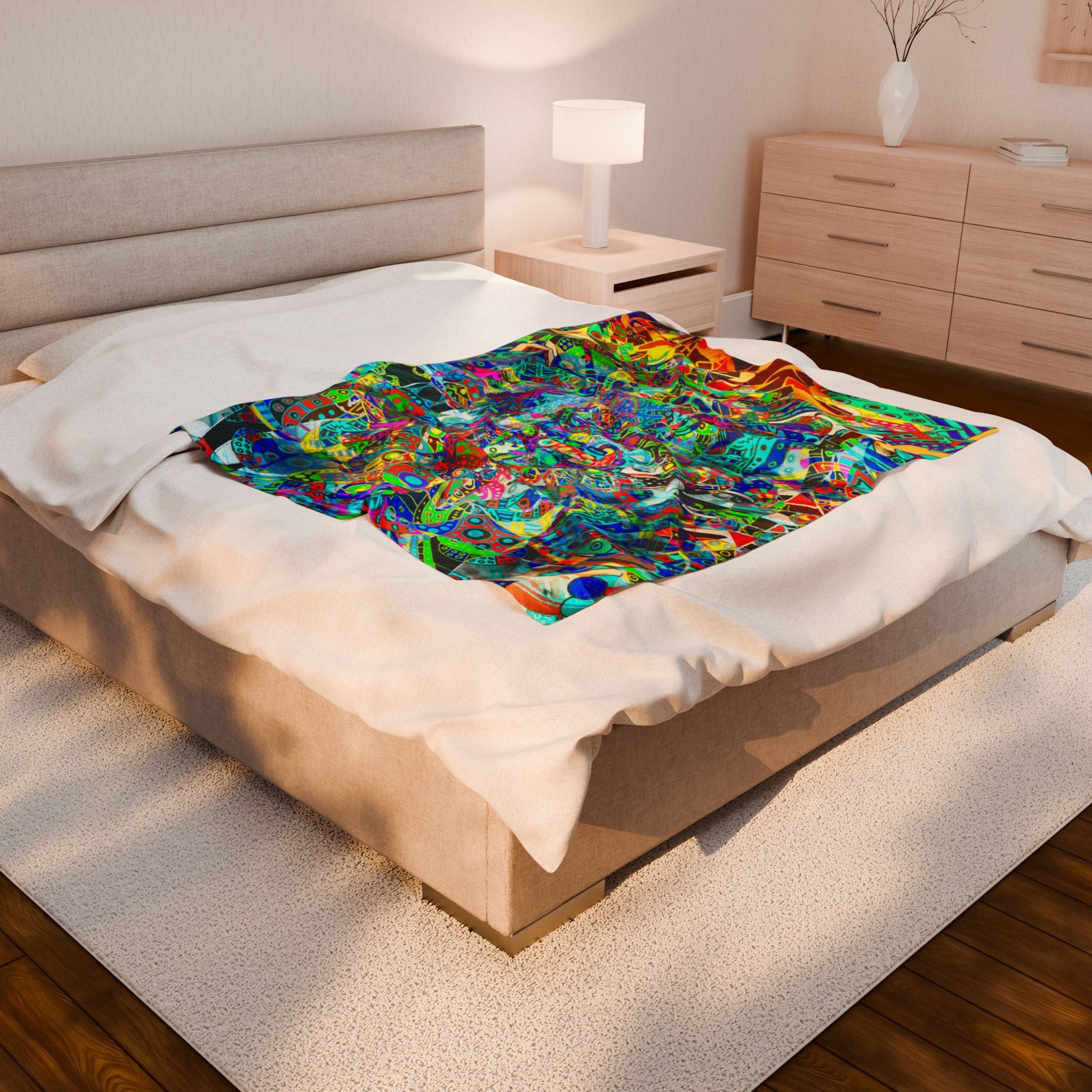 HYPERDIMENSIONAL SURFER Plush Blanket — Psychedelic Abstract Throw