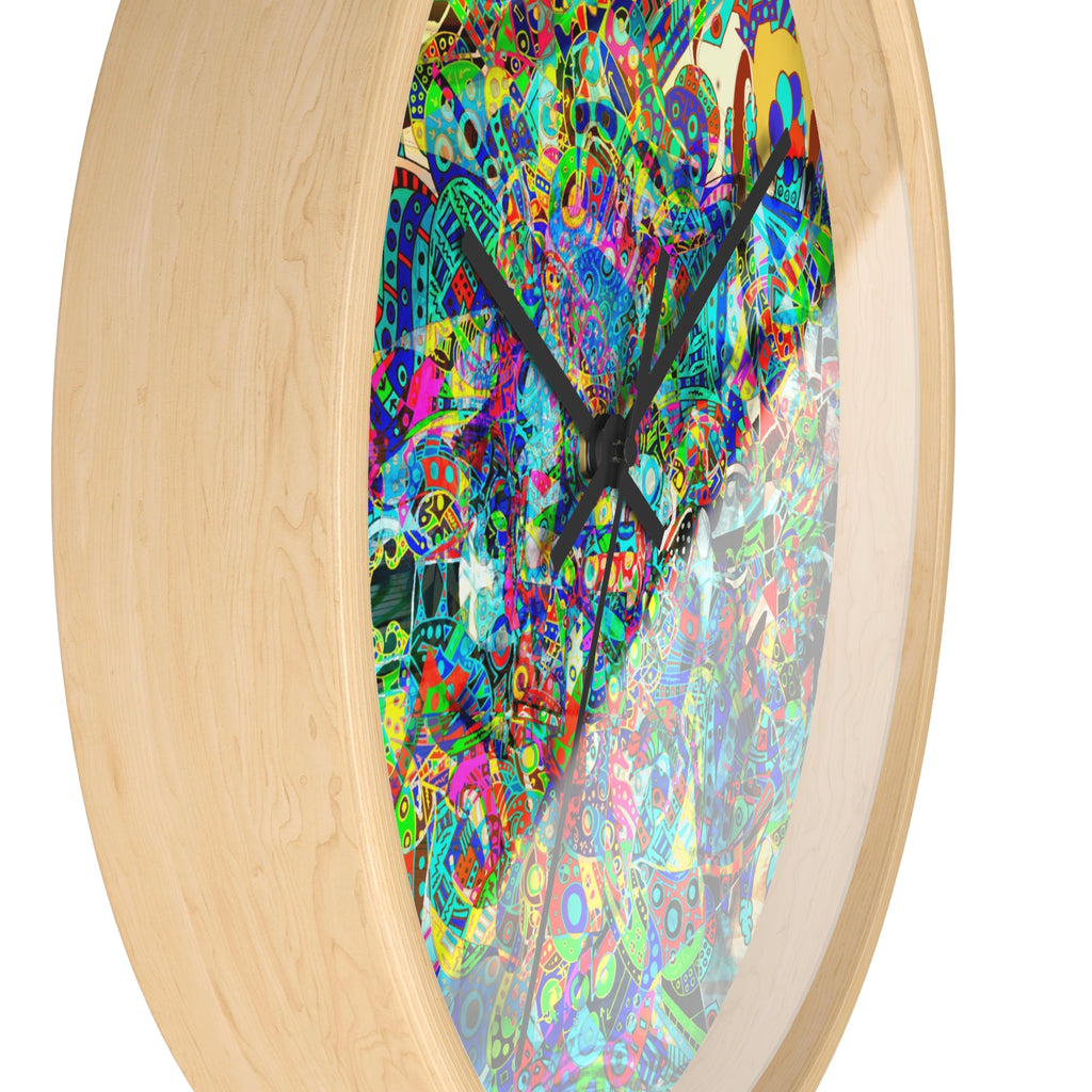 HYPERDIMENSIONAL SURFER - Psychedelic Abstract Wall Clock — Vibrant Colorful Mandala Design