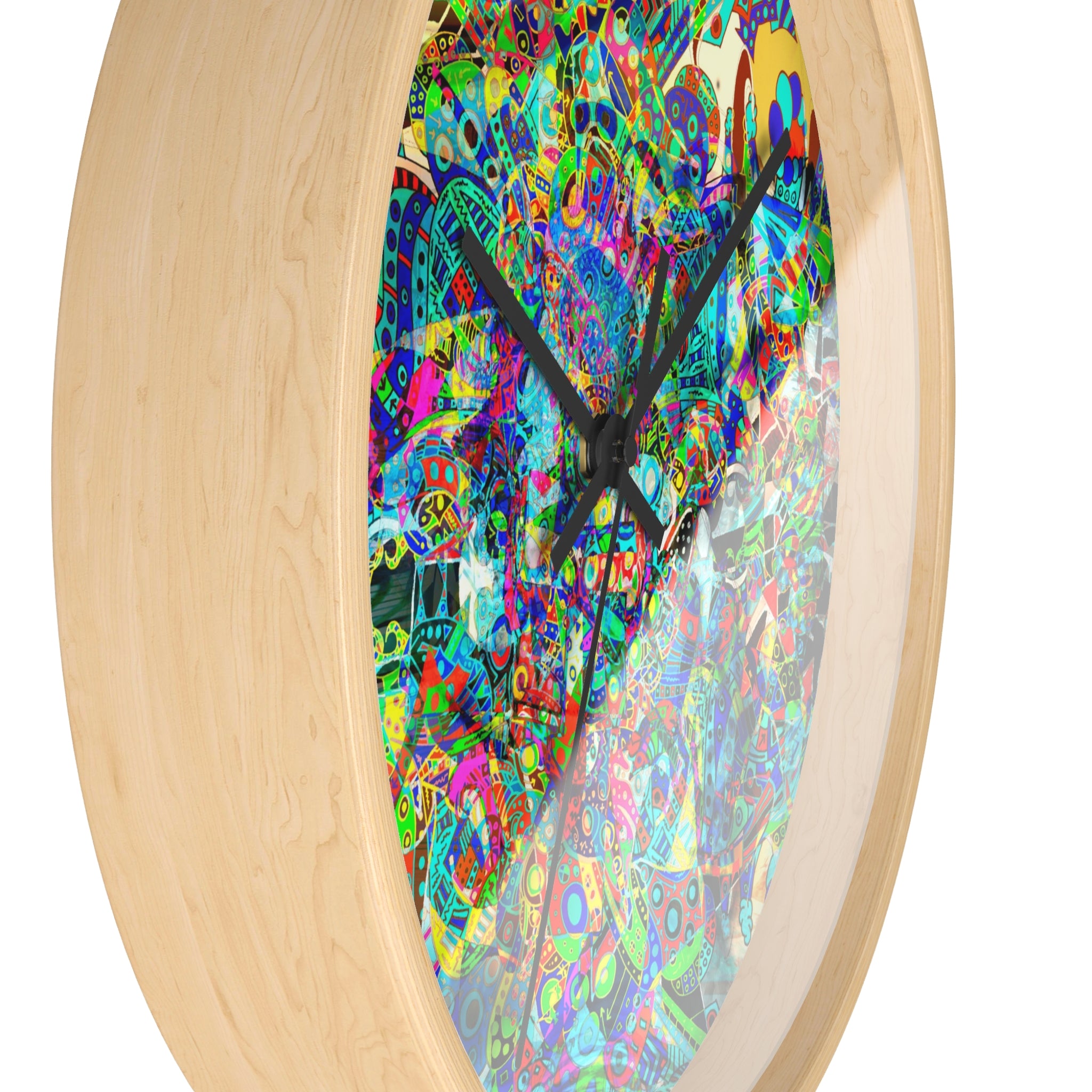 HYPERDIMENSIONAL SURFER - Psychedelic Abstract Wall Clock — Vibrant Colorful Mandala Design
