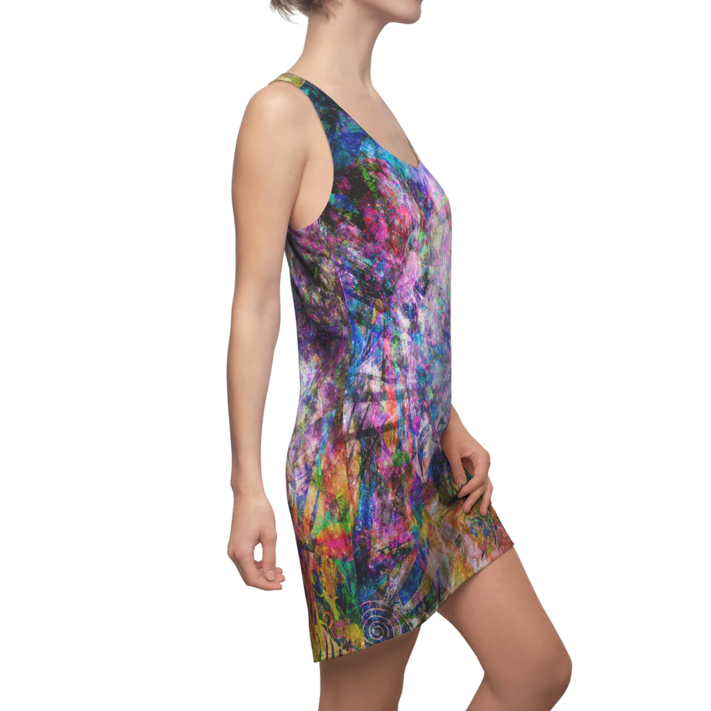 Space Shower 2 Women's Cut & Sew Racerback Dress