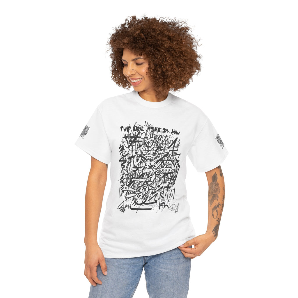 THE REAL TIME IS NOW (Black And White) T‑Shirt