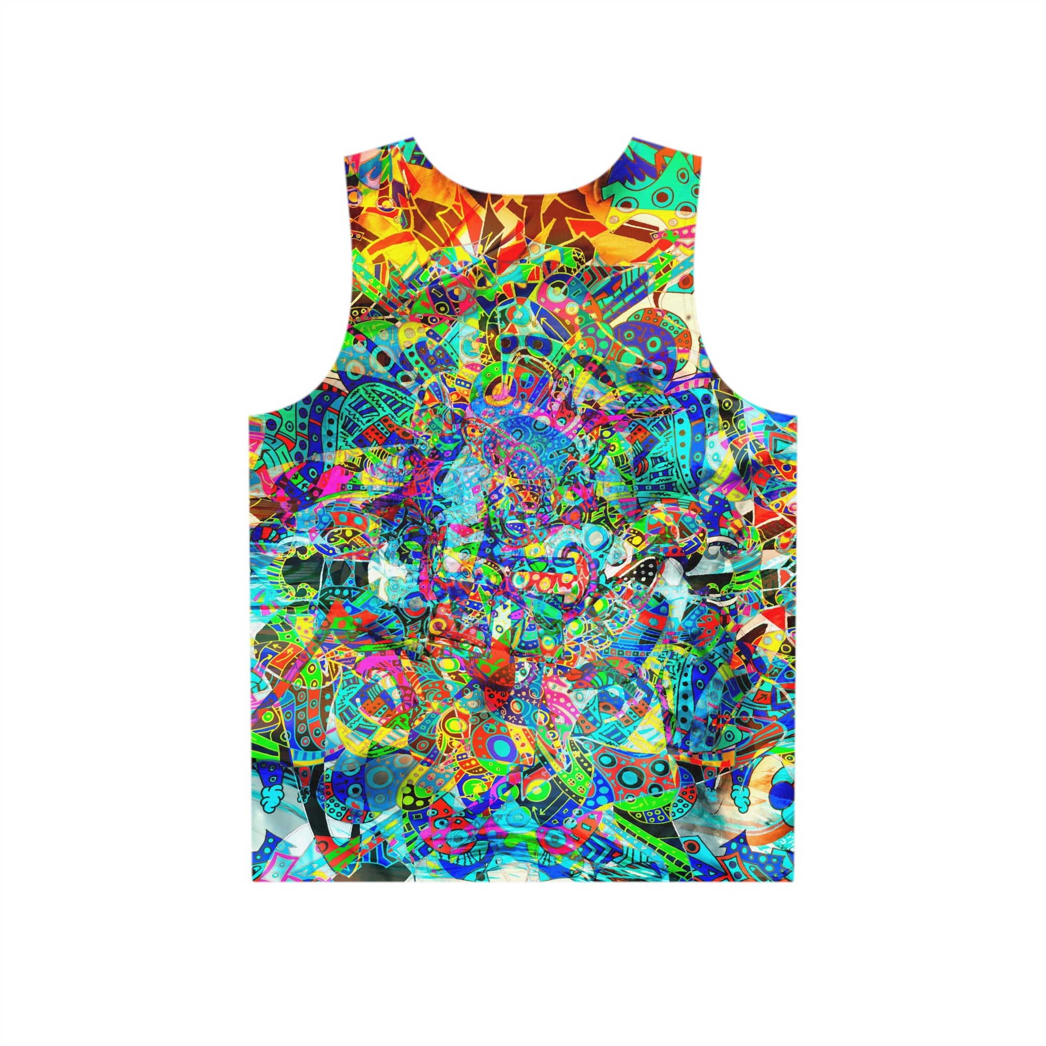 HYPERDIMENSIONAL SURFER - Psychedelic Abstract All-Over Print Tank Top — Colorful Festival Tank