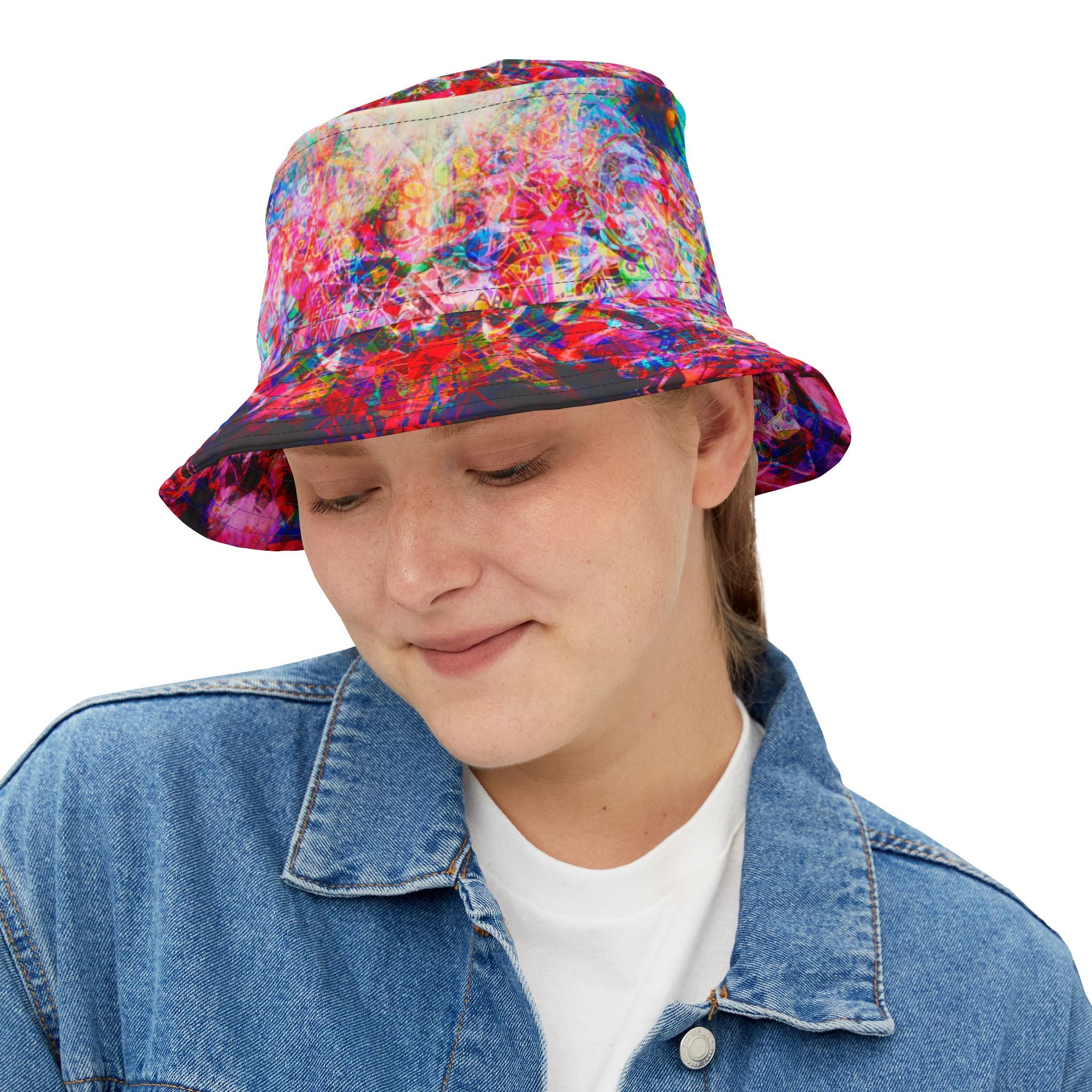 Arashaya Bucket Hat — Vibrant Abstract AOP Sun Hat