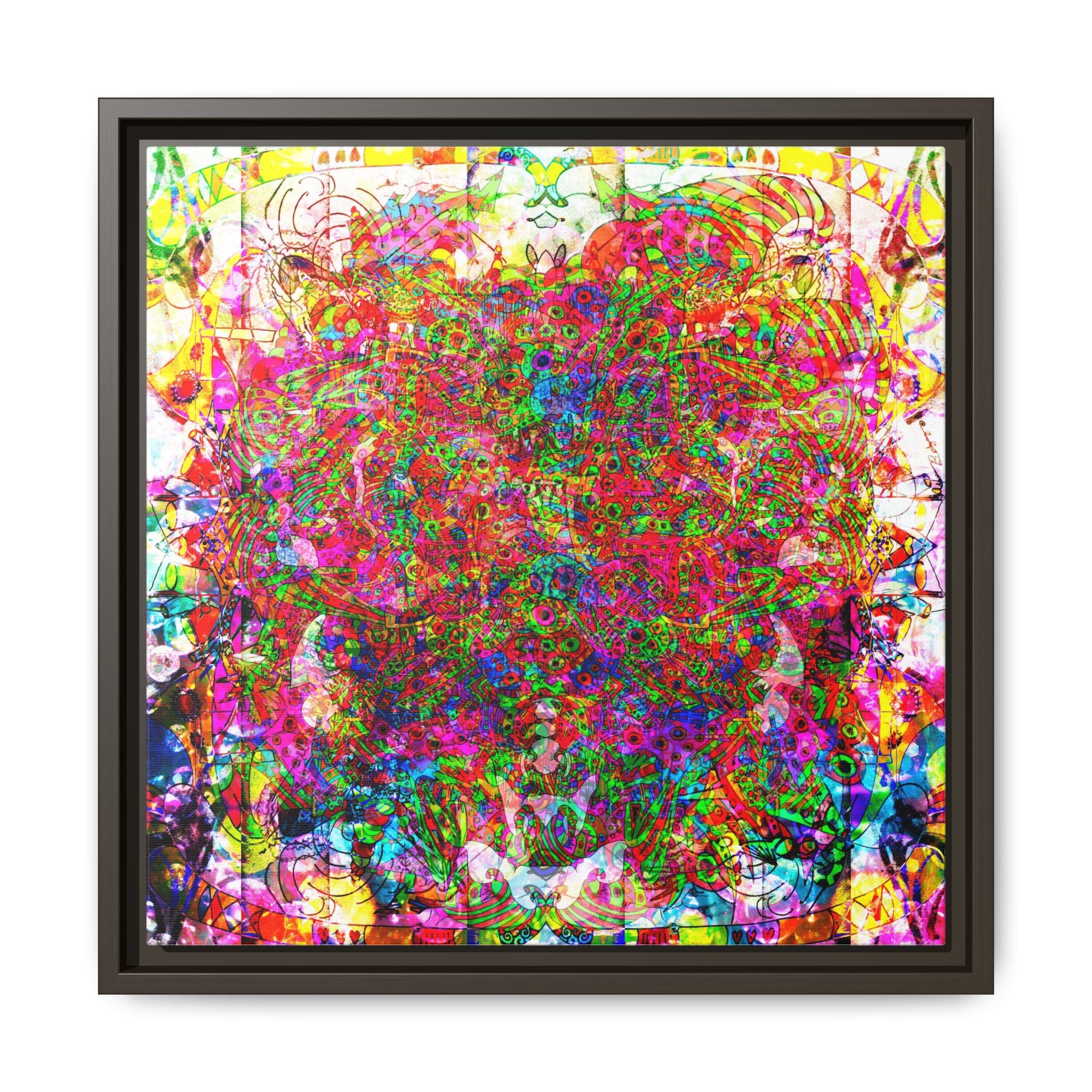 Neon Swirl Party Extravaganza Canvas Art — Vibrant Kaleidoscope Wall Print