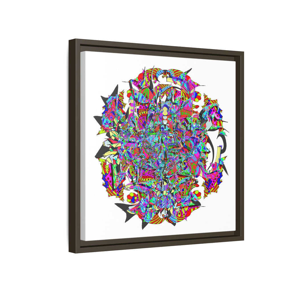 Neon Waffle Monster 12 Framed Canvas Art — Psychedelic Geometric Wall Print