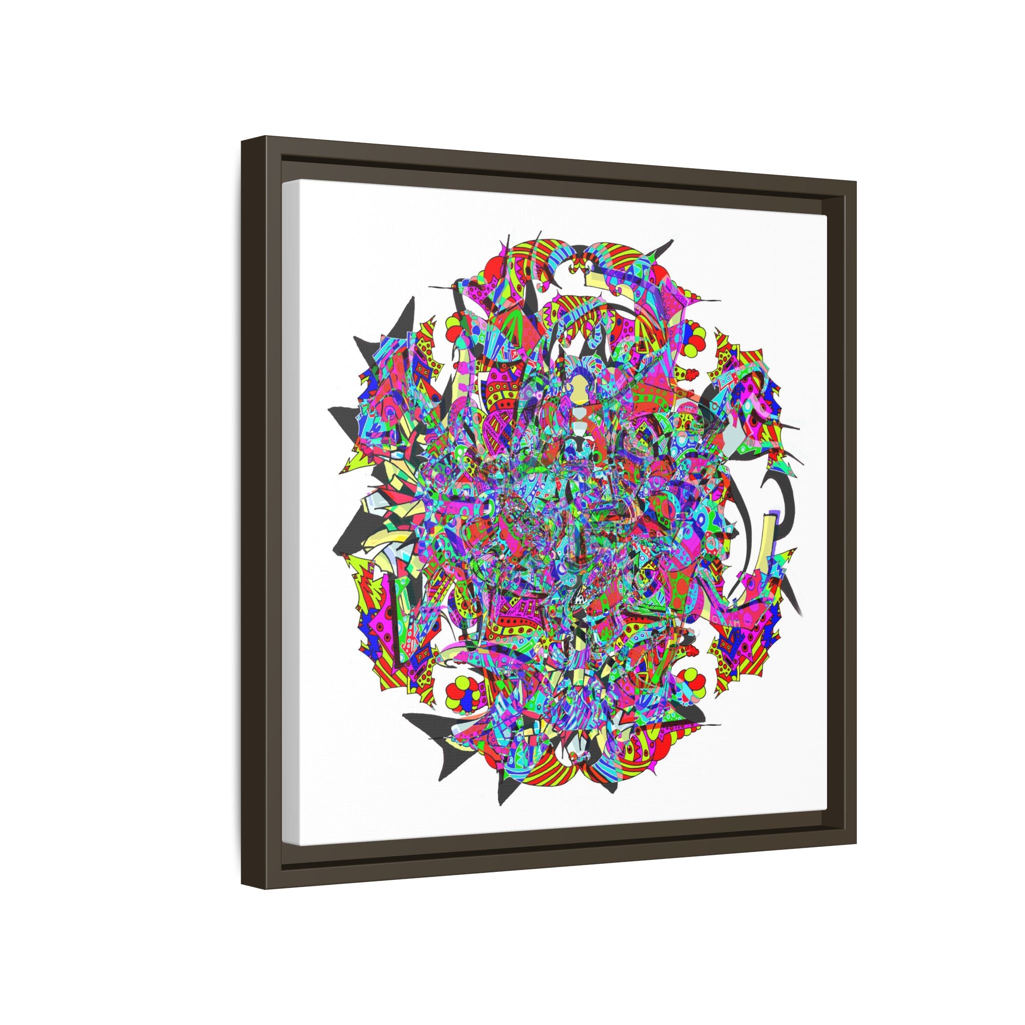 Neon Waffle Monster 12 Framed Canvas Art — Psychedelic Geometric Wall Print
