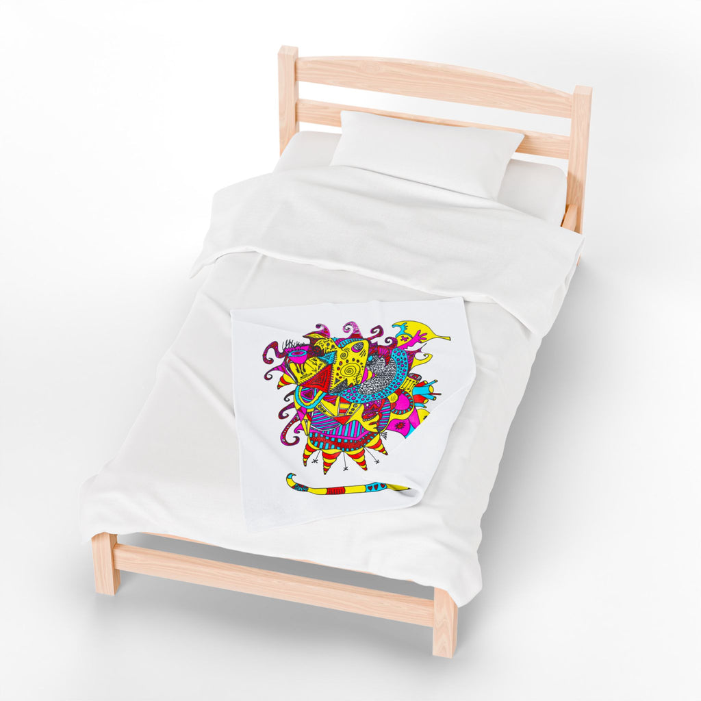 Neon Masquerade Plush Blanket — Bright Boho Throw