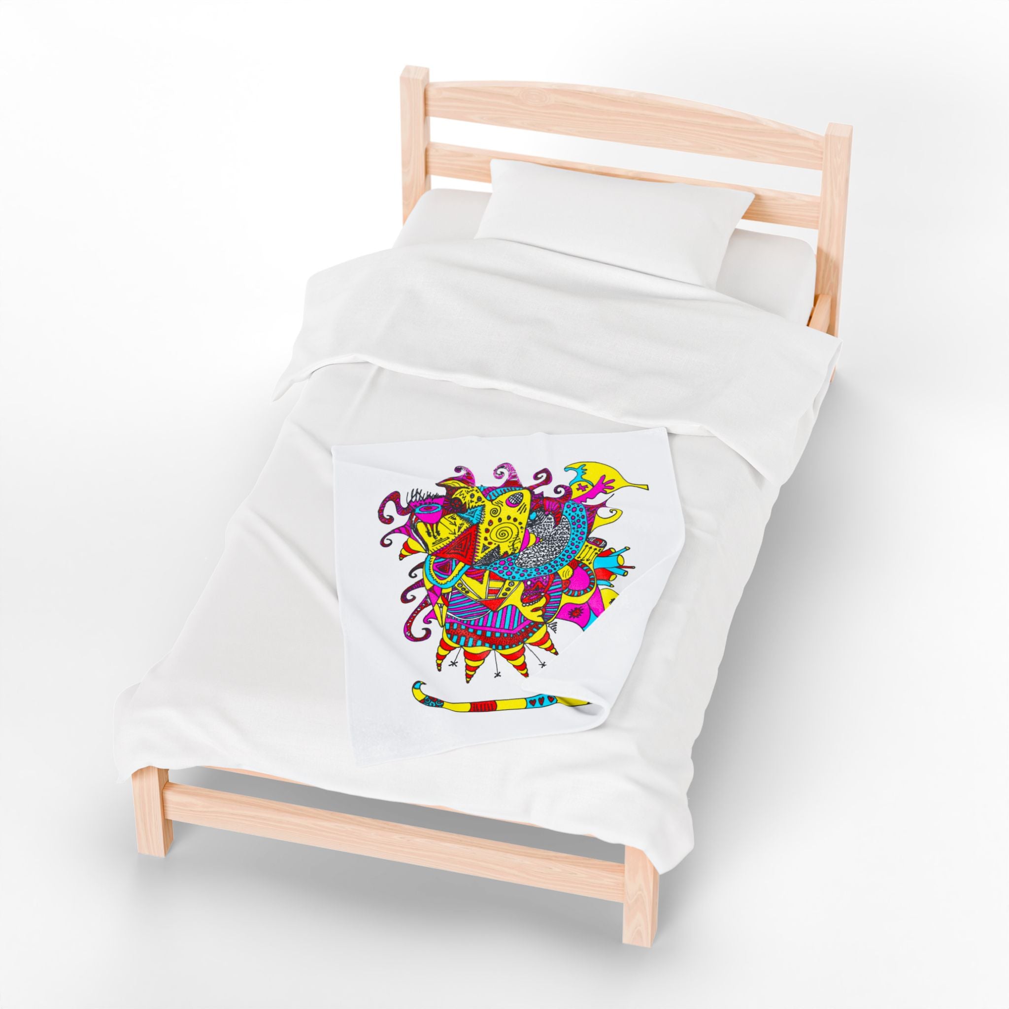 Neon Masquerade Plush Blanket — Bright Boho Throw