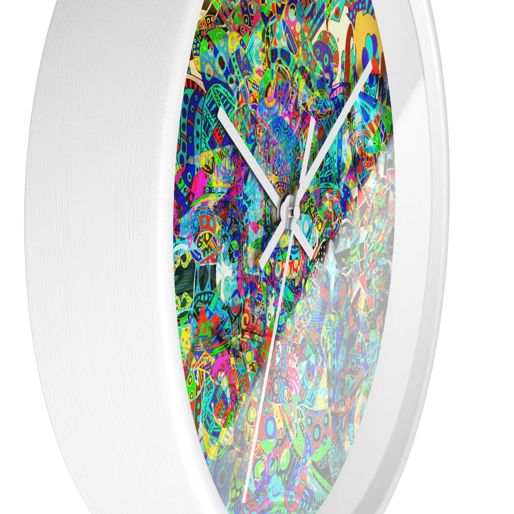HYPERDIMENSIONAL SURFER - Psychedelic Abstract Wall Clock — Vibrant Colorful Mandala Design
