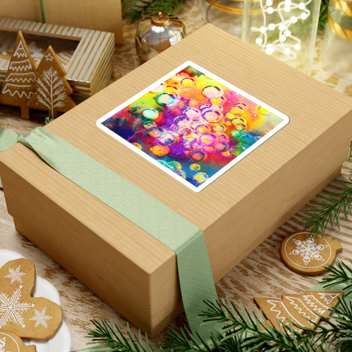 Lightning Bubbles 2 Sticker — Vibrant Rainbow Bubble Pattern for Laptops & Journals