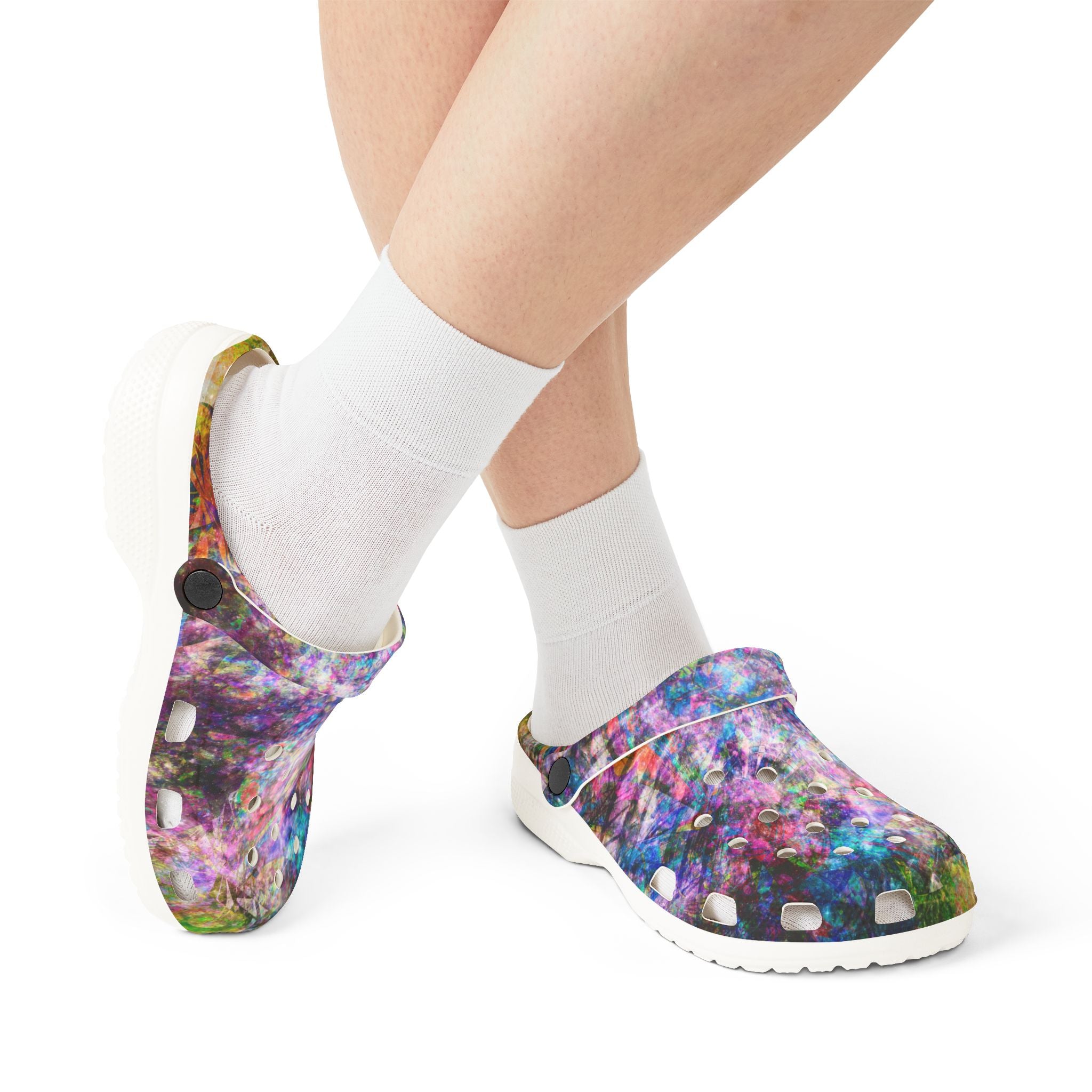 Space Shower 2 - Galaxy Confetti EVA Clogs — Colorful Slip-On Garden Shoes