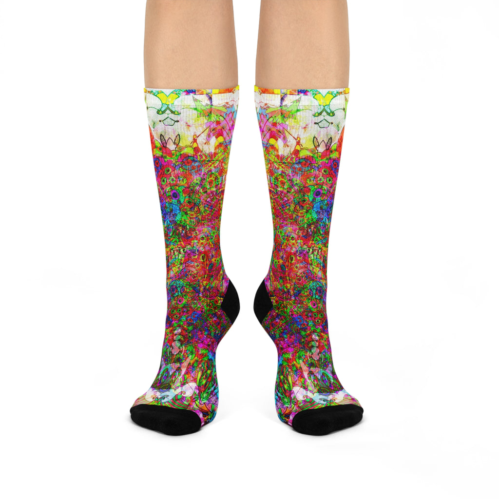 Neon Swirl Party Extravaganza Cushioned Crew Socks