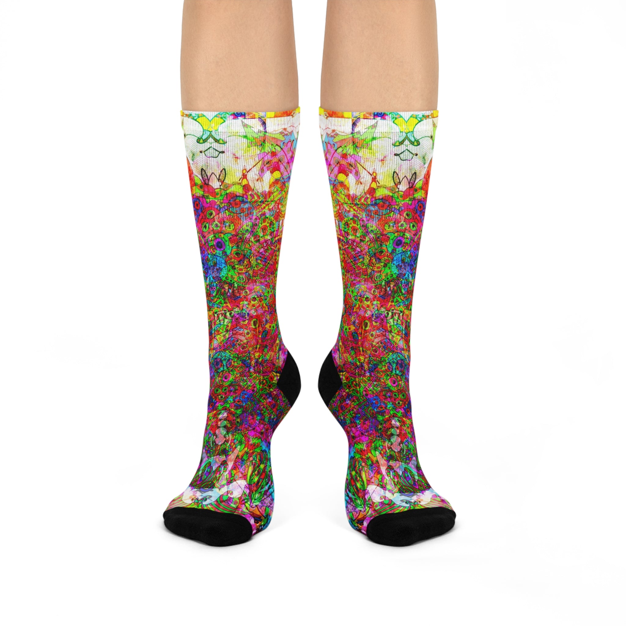 Neon Swirl Party Extravaganza Cushioned Crew Socks