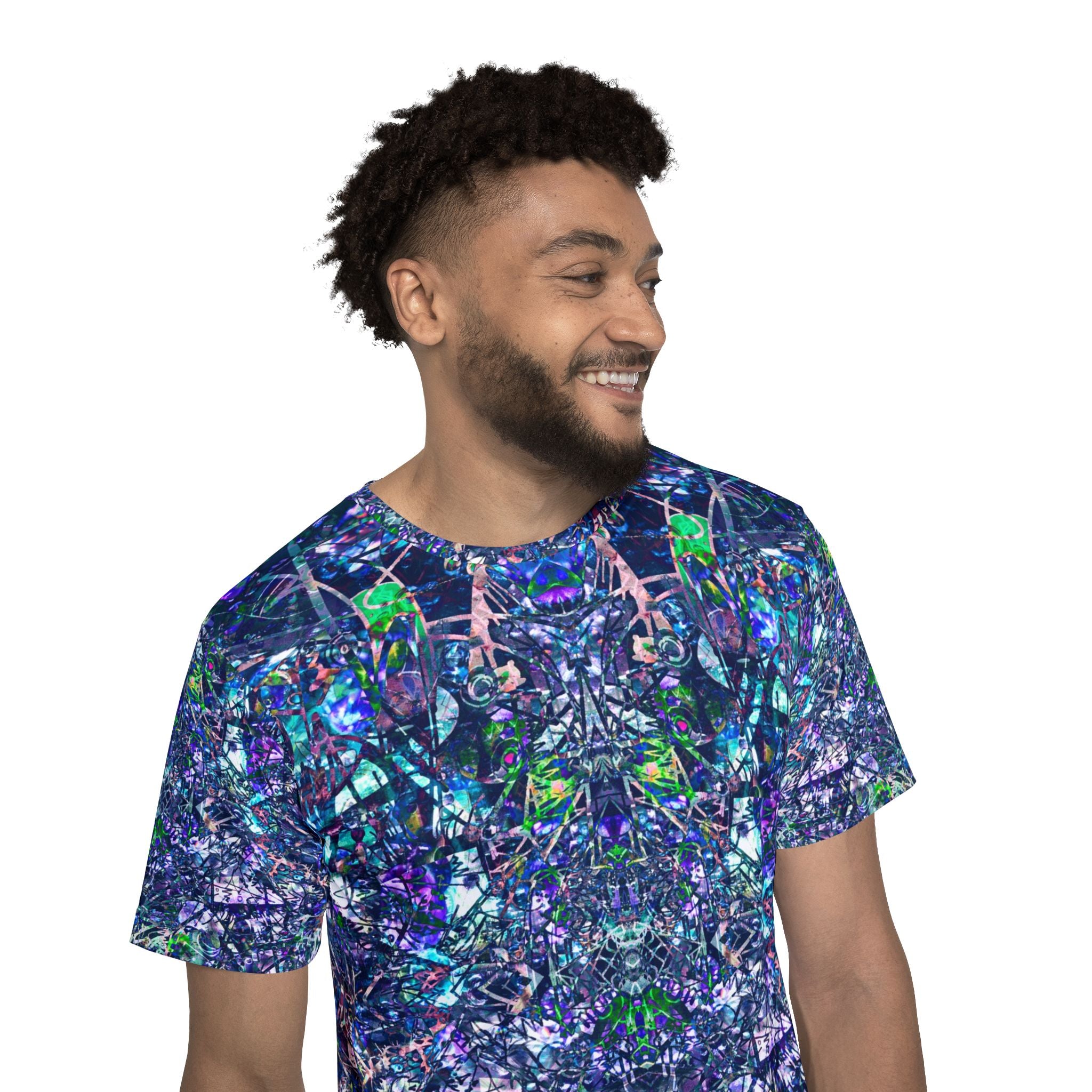 KAWABONGA All-Over Print Men's Athletic Jersey — Blue Green Abstract Kaleidoscope