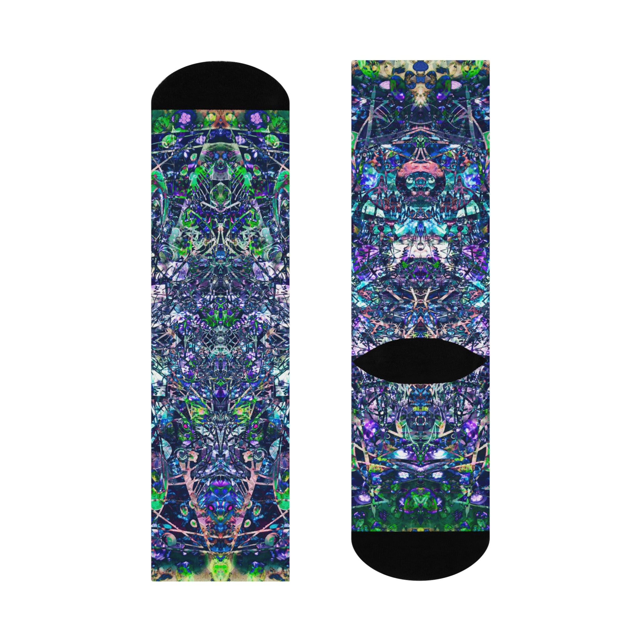 KAWABONGA Cushioned Crew Socks — Colorful Psychedelic Pattern