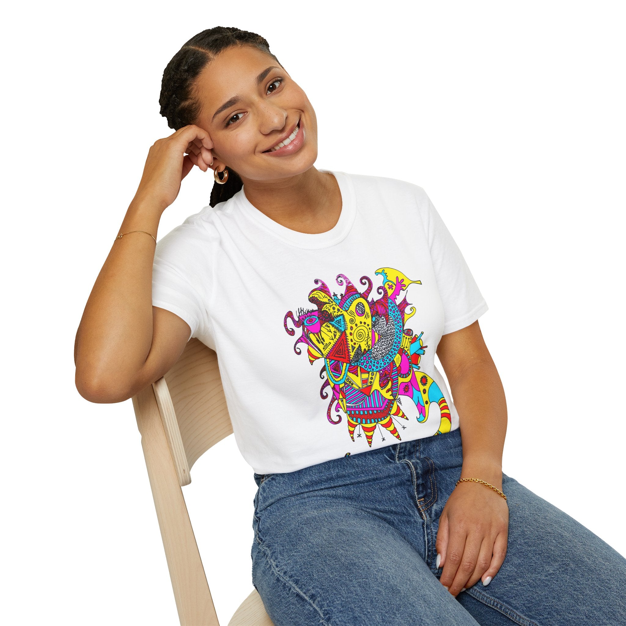 Neon Masquerade T-Shirt — Colorful Abstract Graphic Tee