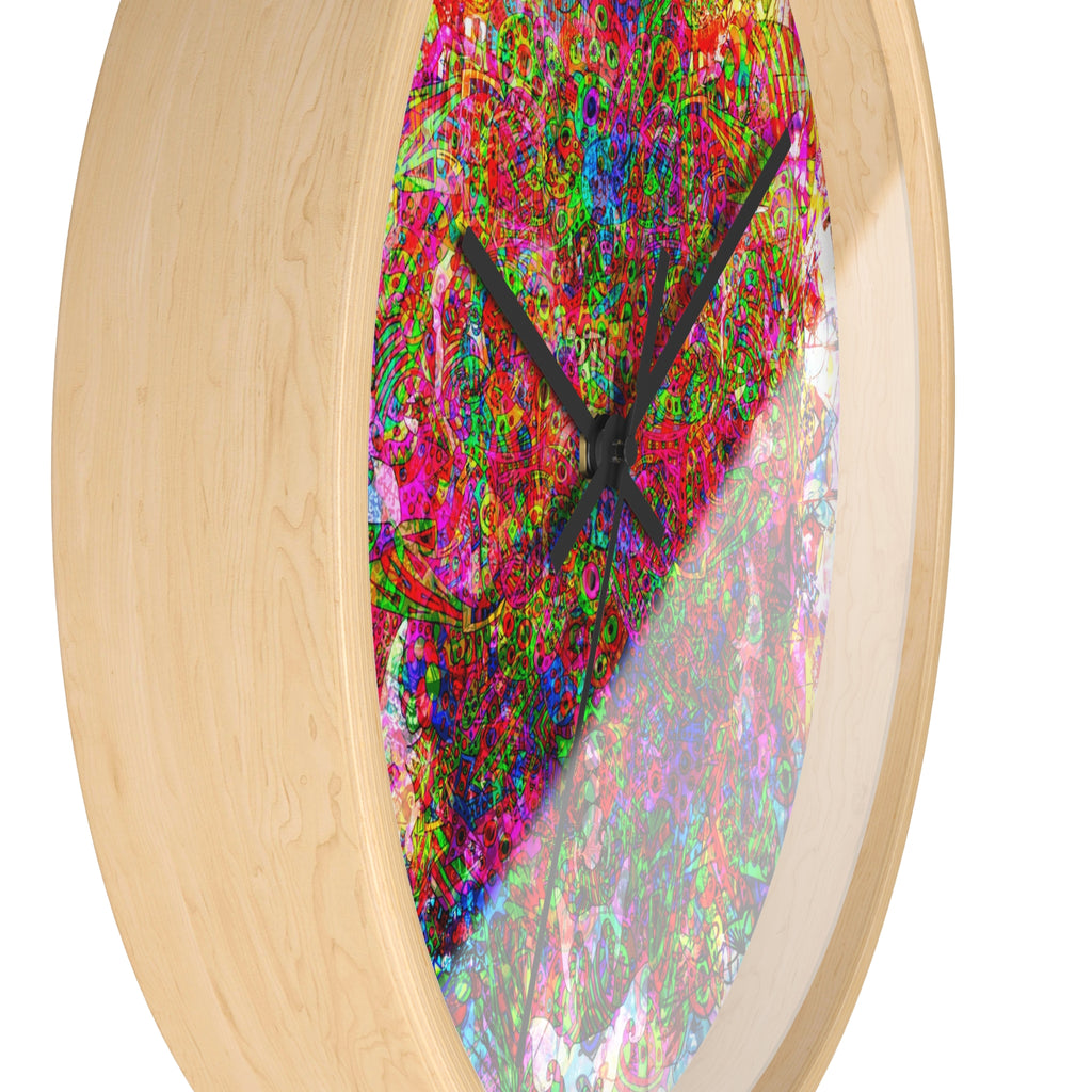 Neon Swirl Party Extravaganza Wall Clock — Colorful Psychedelic Art Timepiece