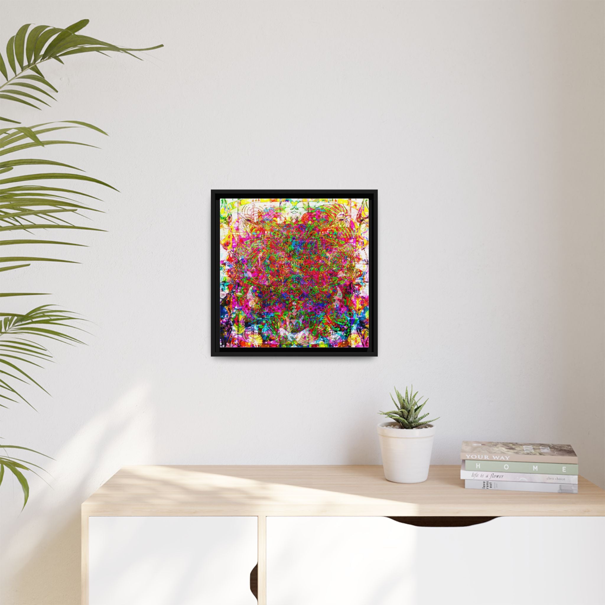 Neon Swirl Party Extravaganza Canvas Art — Vibrant Kaleidoscope Wall Print