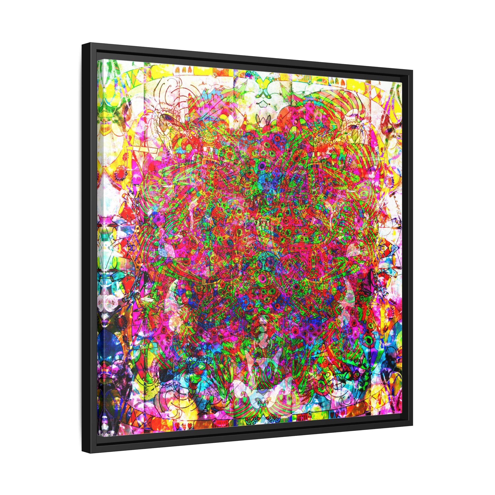 Neon Swirl Party Extravaganza Canvas Art — Vibrant Kaleidoscope Wall Print